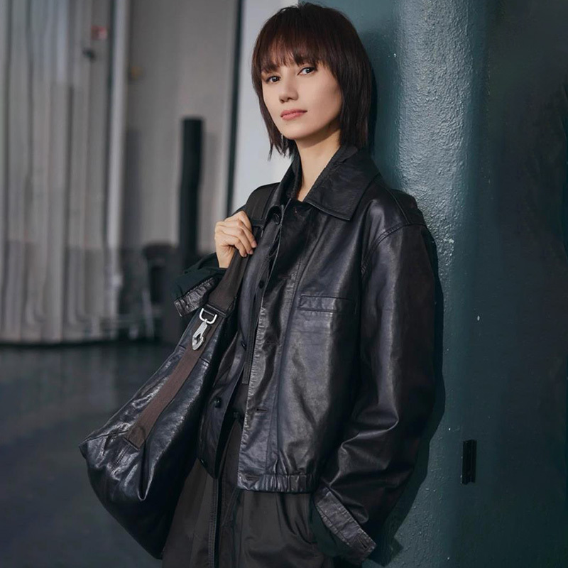 Yuan Quan's Same Style Genuine Leather Jacket 2026 Spring New Imported Sheepskin Oil Wax Leather High-End Jacket Short Coat