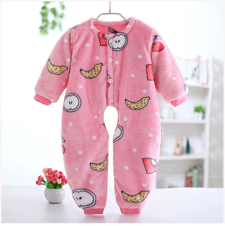 Mùa thu và mùa đông em bé flannel jumpsuit 0-1 nữ bé 3 nam 2 dịch vụ tại nhà dày