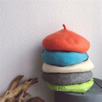 Bright color childrens wool three-dimensional beret Baby Pumpkin hat Parent-child hat