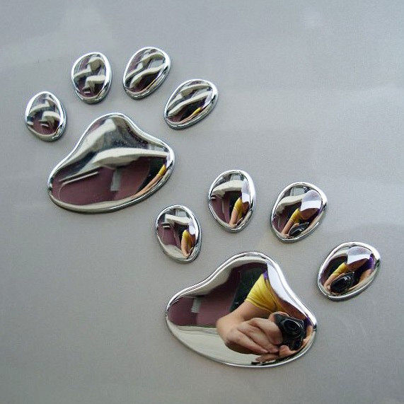 Full 100 Dalian-to-fit metal car sticker 3D stereo car mark plated bear puppy claw print foot print