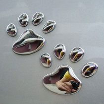 Manbai Dalian-Mounted metal Car stickers 3D three-dimensional car labels Electroplated Bear Puppy Paw prints Footprints