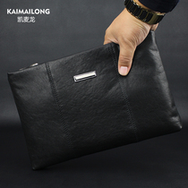 Kemai Dragon Plant Tannic Bull Leather Mens Bag Hands Bag Men Genuine Leather Large Capacity Envelope Handbag Handbag casual bag Handbags for men