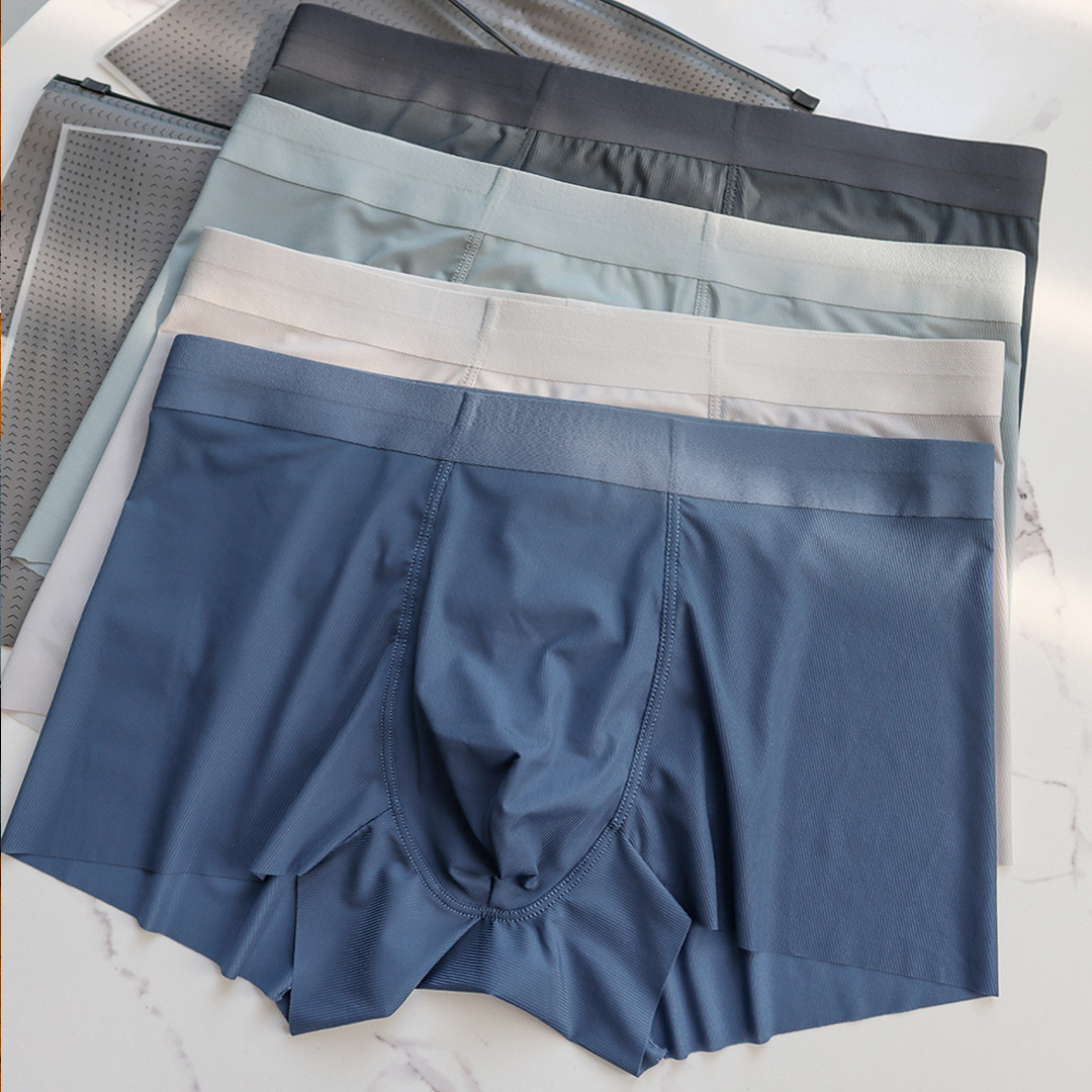 Ice-refreshing and breathable men's light and thin no-feel-cut-in-four-corner pants double layer mesh Modale crotch underpants