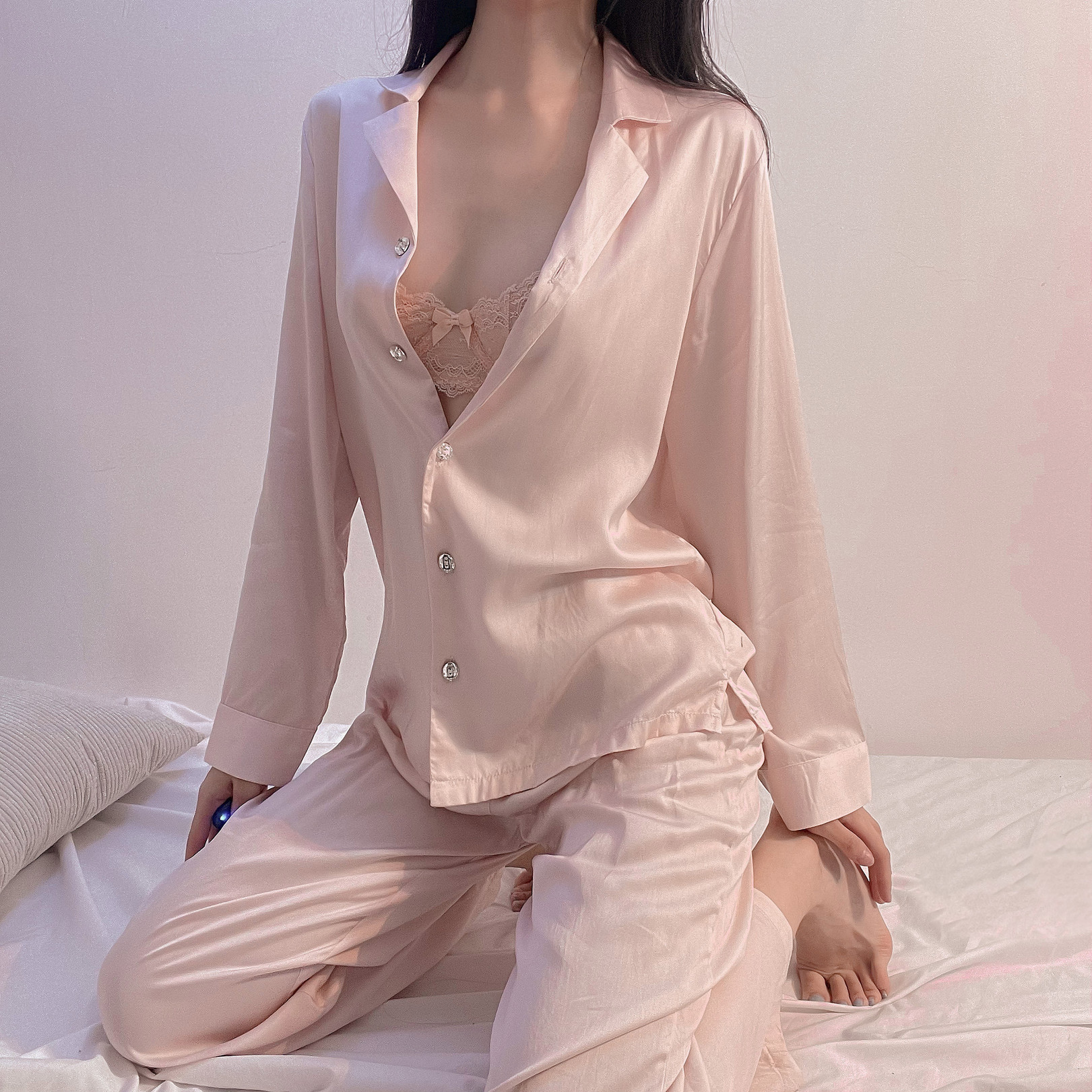 Please Yourself Secret Garden Heather Tencel Light Extravagant Satin Lady Pure home Residence Autumn Pyjamas
