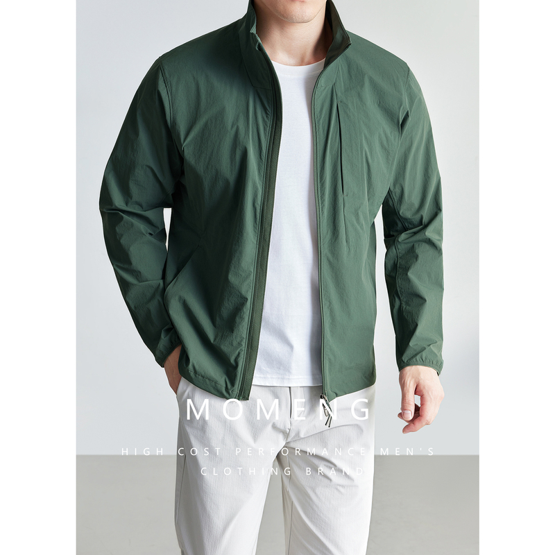 [Classic Sojou] Lightweight 3D Cut Stand-Up Collar Jacket for Men, Running Outdoor Taped Seam Seamless Windshell Jacket