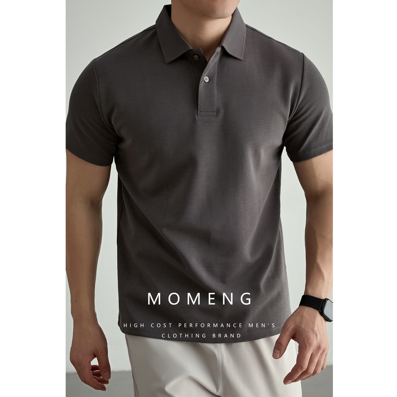Momeng【Double-Sided Seamless】230G Xinjiang Cotton Short-Sleeved Men's T-Shirt Business Casual No-Iron Polo Shirt with Collar Momeng【Double-Sided Seamless】230G Xinjiang Cotton Short-Sleeved Men's T-Shirt Business Casual No-Iron Polo Shirt with Collar