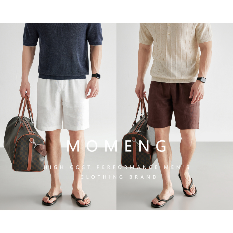 【Simple and Elegant】100% Linen Classic Drawstring Shorts Old Money Style High-End Series Five-Point Shorts for Summer