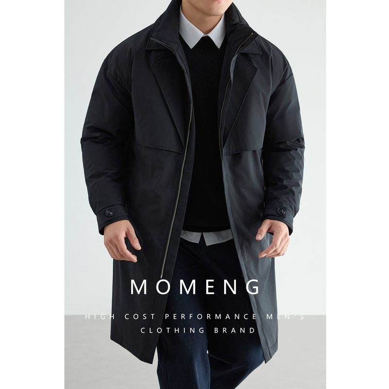 ｜Three-Proof Series｜Parker Mid-Length 90% White Duck down Jacket for Men, Thickened and Warm, Trench Coat Style Outerwear