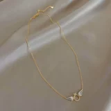 Дизайнерское золотое летнее ожерелье, цепочка до ключиц, Гонконг, розовое золото, легкий роскошный стиль