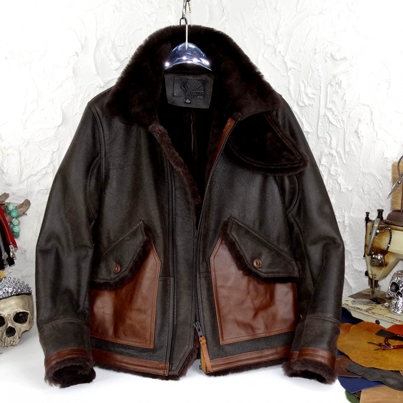 Retro đau khổ sinh thái nguyên bản lông thú một American Ami da bò sáp sáp da bò nam áo khoác để giữ ấm và lạnh - Quần áo lông thú