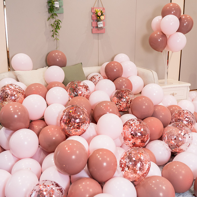 Wedding pink balloon decoration romantic wedding birthday party scene decoration women's wedding room net red double layer thickening