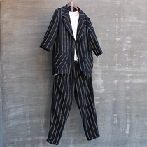 Mens spring and summer youth fashion split suit suit suit suit casual trousers three sets of personality literary and artistic handsome Super Cool