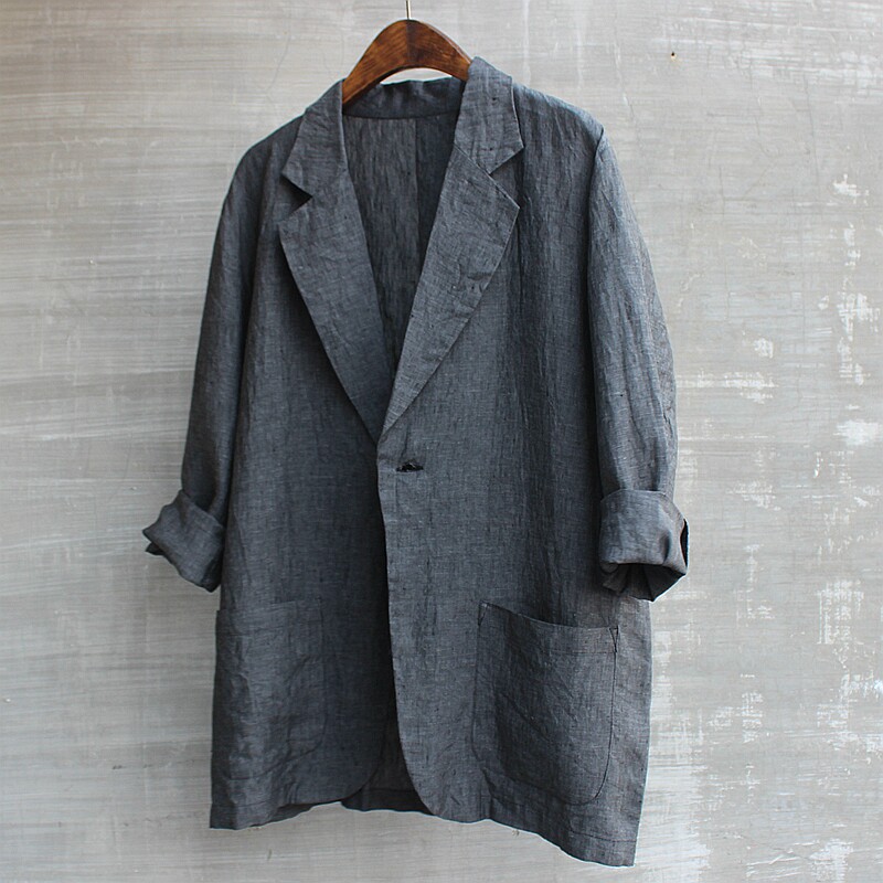 Male Summer Super Cool and Casual Western Suit Suit Short Coat Personality Youth Pop Fashion Flax Top Loose