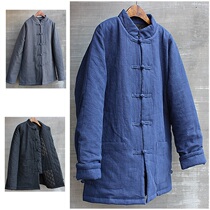 Winter Chinese style thick cotton coat mens short large size coat Chinese retro buckle cotton suit mens Tang suit