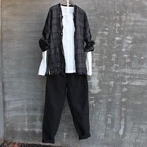 Chinese style mens vintage cotton linen shirt large size linen shirt mens loose long sleeve shirt T-shirt 3 sets