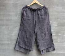 Chinese style Tang suit mens pants spring and summer Chinese linen casual pants mens cotton pants large size loose wide leg pants