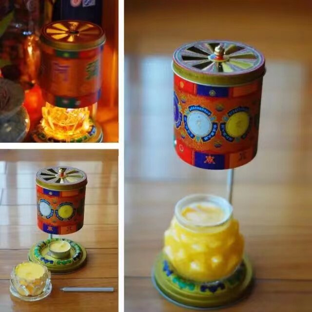 Mingde butter lamp fire prayer wheel candle light walking kerosene lamp prayer wheel style optional