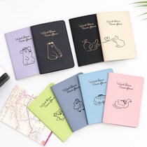 Korea conitale cute simple short passport cover simple couple passport certificate charter ticket storage clip
