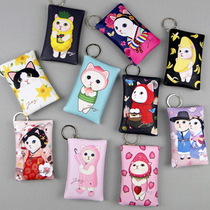 Korean cute ins cartoon small card bag jetoy cat leather carry bag key ring change coin bag