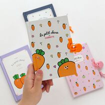 Korean pinkfoot cartoon hard face student notebook Cute diary with lock carrot horizontal line notepad
