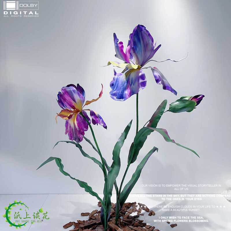 Outdoor Wedding Props Waterproof Iris Paper Flowers Foam Paper Flowers Hand-Dyed Trendy Floral Art Shopping Mall Window Display