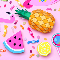 Paper model making DIY manual work educational toy simulation fruit pineapple lemon watermelon 3D three-dimensional model