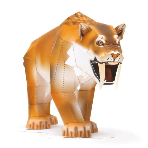 DIY handwork production prehistoric bio-ancient beast sword toothed tiger 3D solid folding paper animal paper model