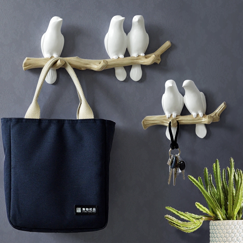 Brief Modern Three-dimensional Small Bird Decoration Hanging Clothes Hook Creative Clothing Shop Genguan Doorway Wall Hook key frame