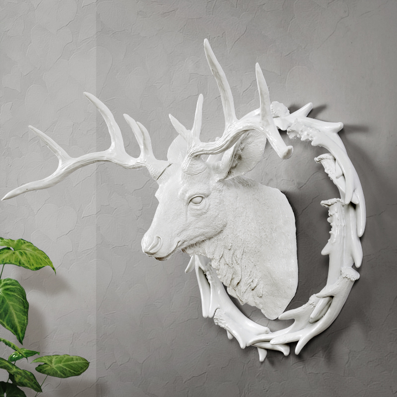 Creative Emulation Deer Head Wall Hangings Eurostyle Animal Head Wall Decoration Retro Living Room Background Wall Decoration Pendant