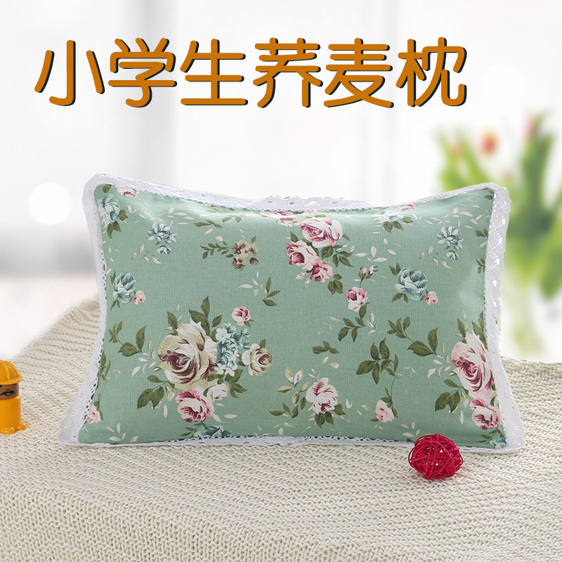 Pillow pure cotton old coarse cloth buckwheat pillow breathable and sweat-absorbing millet shell children's students single neck pillowcase removable and washable