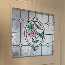 雕刻艺术玻璃法式马卡龙蒂凡尼水纹彩色银波纹压花玫瑰花绿叶门芯