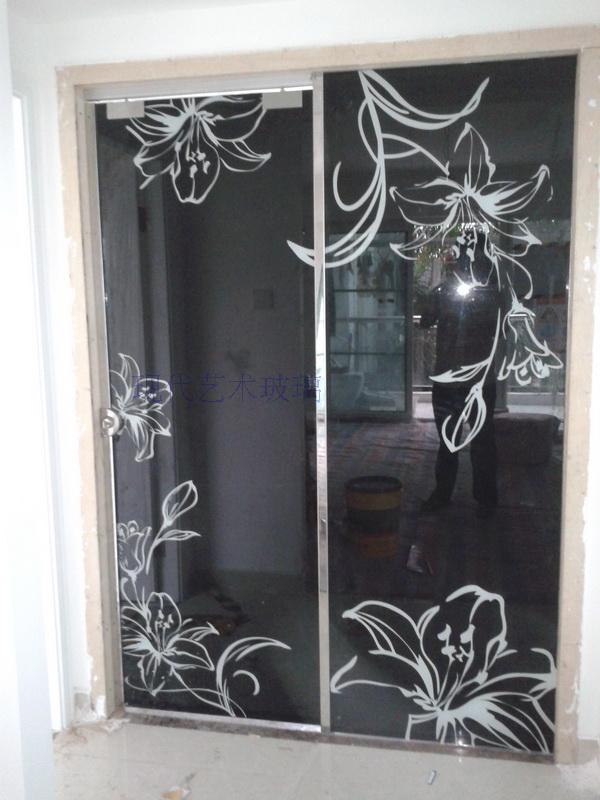 Wuhan Long Special Wardrobe Door Paint Tempered Desktop TV Background Wall Art Glass Black Bottom Back Paint Lily