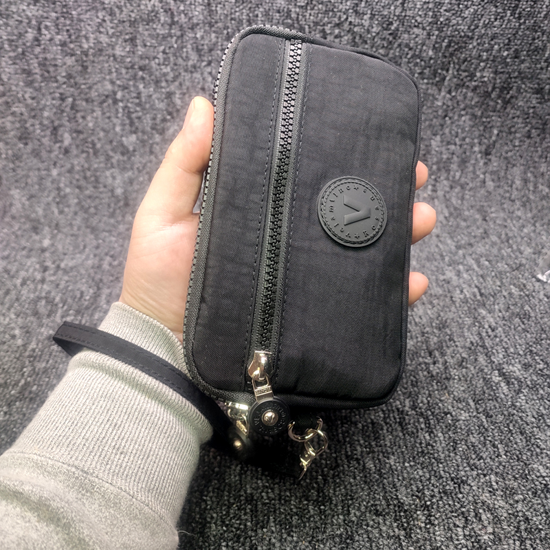 Korean Men's Wrist Bag Lightweight Three Zipper Large Capacity Long Coin Purse Outdoor Waterproof Large Screen Mobile Phone Bag