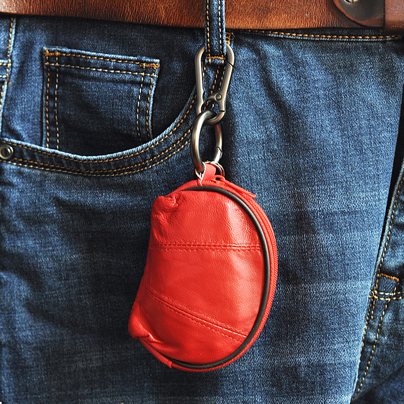 Goat Leather Key Bag Genuine Leather Handbags Mini Small Zero Wallet Women Coin Bag Headphones Bag Waist-to-waist accommodating bag