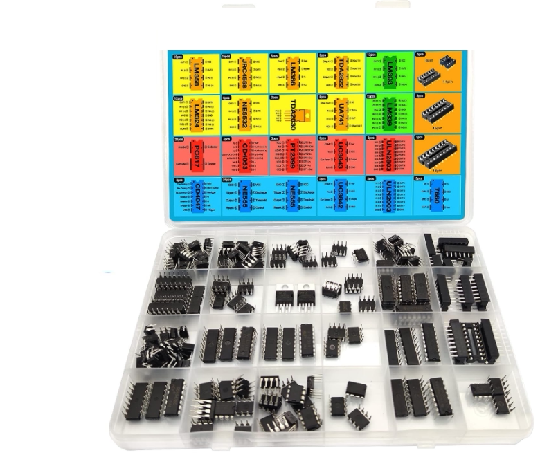 173 Pieces of 20-Value Ic Chip Integrated Circuit Amplifier Combination Set with 12 Socket Kits Ne555Lm358 173 Pieces of 20-Value Ic Chip Integrated Circuit Amplifier Combination Set with 12 Socket Kits Ne555Lm358