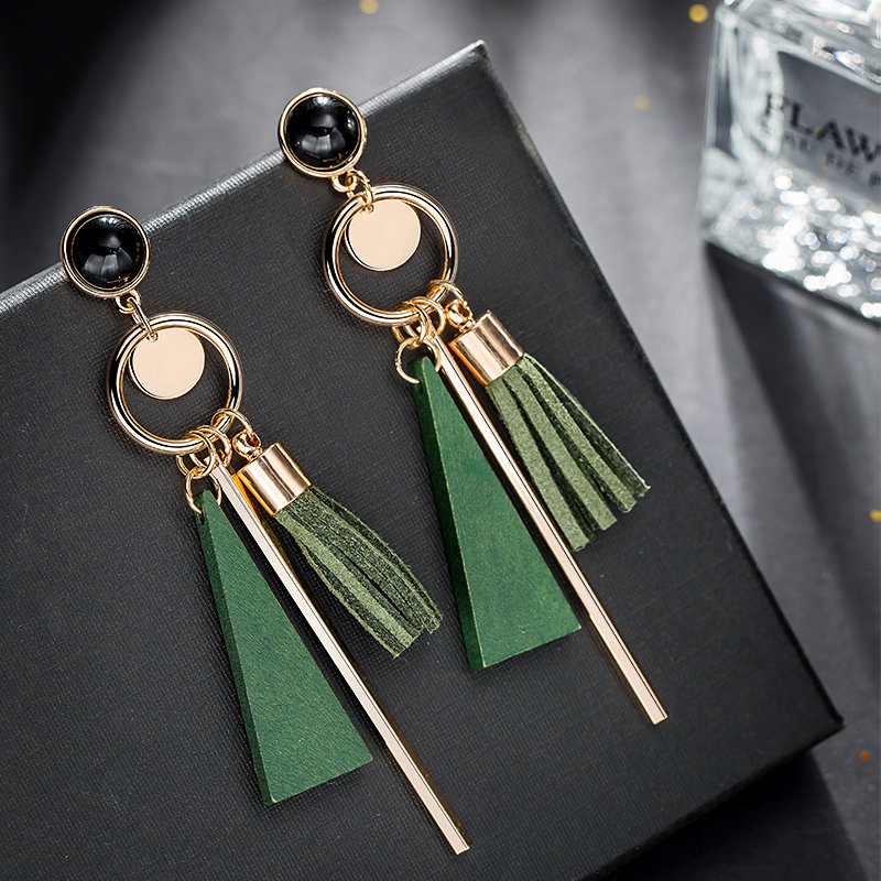 Geometric Flow Suearrings Woman Long Version Temperament Atmospheric Earrings Superior Earrings High Earrings 2021 New Tide Round Face Earrings