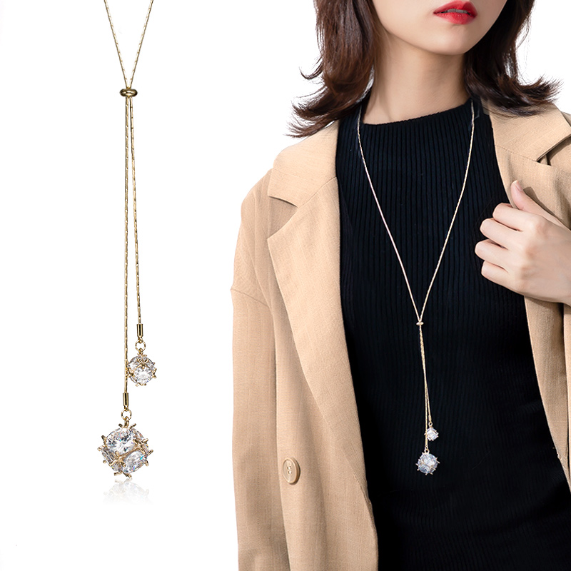 Streaming Su Sweater Necklace Women's Autumn Winter Long Version 2021 New Tide 100 Hitch High-end Atmosphere Sweater Decoration Necklace Pendant