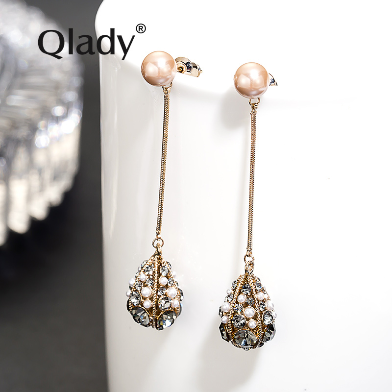 Barnok Pearl Earrings 2022 2021 New Trendy Earrings Silver Female Silver Temperament Senior Atmospheric Long Model