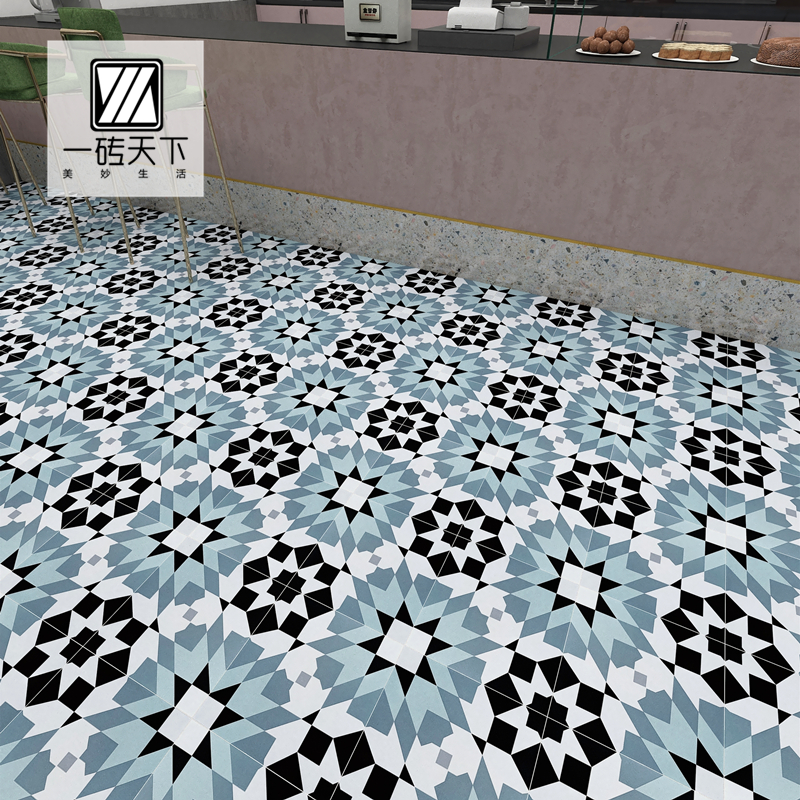 Nordic light luxury blue parquet tile bathroom wall brick floor tile Mediterranean restaurant kitchen bar anti-skid brick