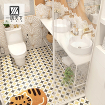 American retro folk Cebu full porcelain tile Restaurant floor tiles 300 Entrance Balcony Kitchen Toilet Art Small Flower Brick