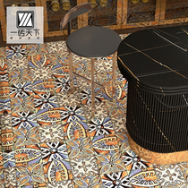 American retro small flower brick Indian kitchen barber shop anti-slip floor tile toilet bathroom hotel background wall brick