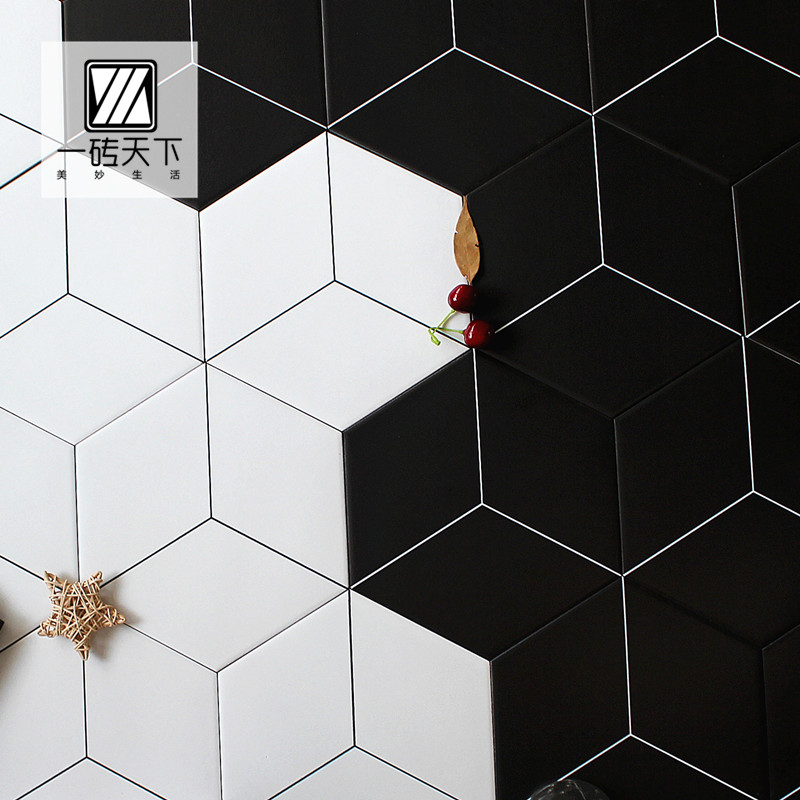 Nordic Black White Hexagonal Brick Make-up Room Kitchen Wall Brick Minimalist Dining Hall Anti Slip Hexagon Tiles Hexagon Tiles