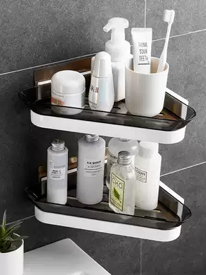 Shuangqing non-perforated powder room storage wall rack bathroom storage toilet corner rack kitchen storage rack