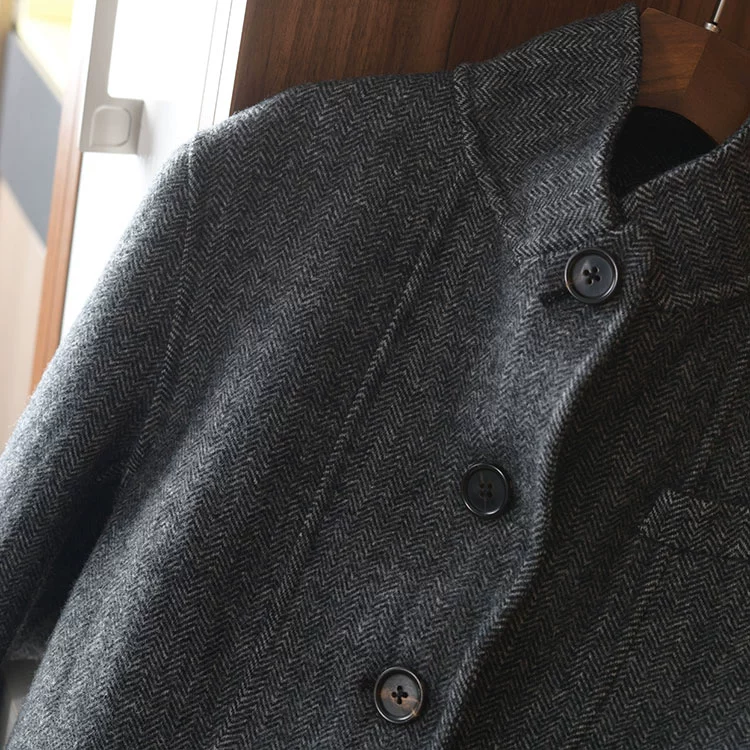 Niche cao cấp 2018 thu đông dày twill len mỏng blazer retro phù hợp với xương cá áo vest dạ nữ