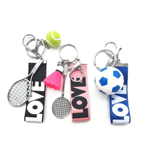 Simulated tennis badminton football table tennis metal keychain lanyard letter pendant gift souvenir prize