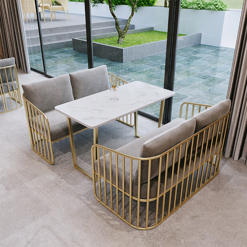 Net Red Coffee Hall Teahouse Milk Tea Shop Sofa Nordic Light Lavish Marble Talks Clothing Shop Minima Table And Chairs Combination