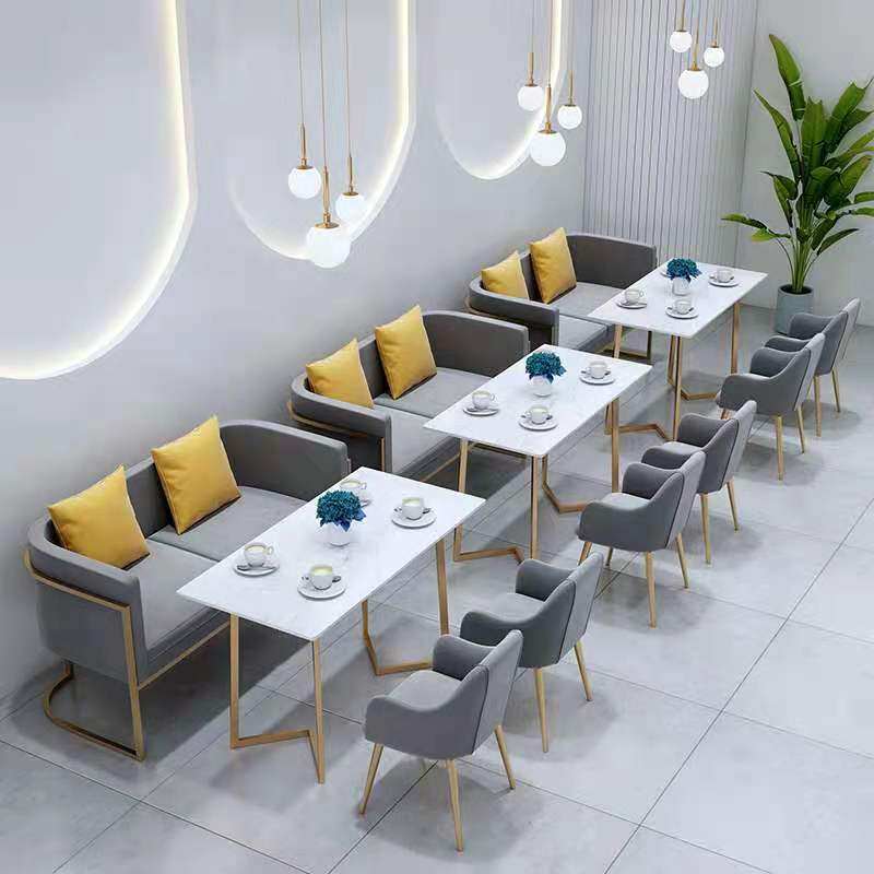 Milk tea dessert shop sofa table and chair combination dining room cafe Nordic light luxury simple modern home wrought iron card seat