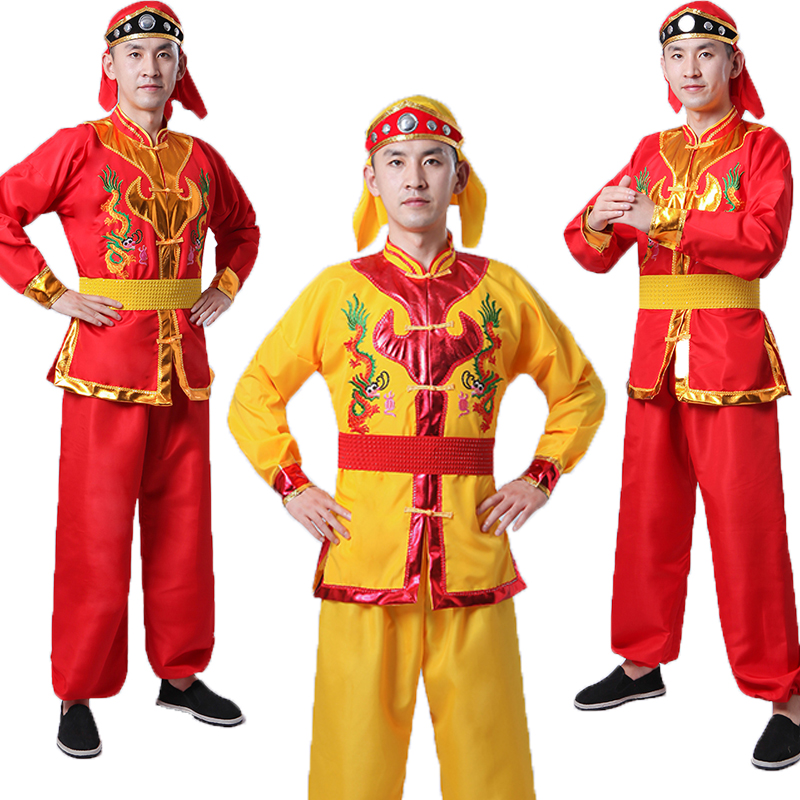 Yangko costumes new men's and women's suits middle-aged and elderly national performance waist drum gongs and drums drum performance dragon and lion dance costumes