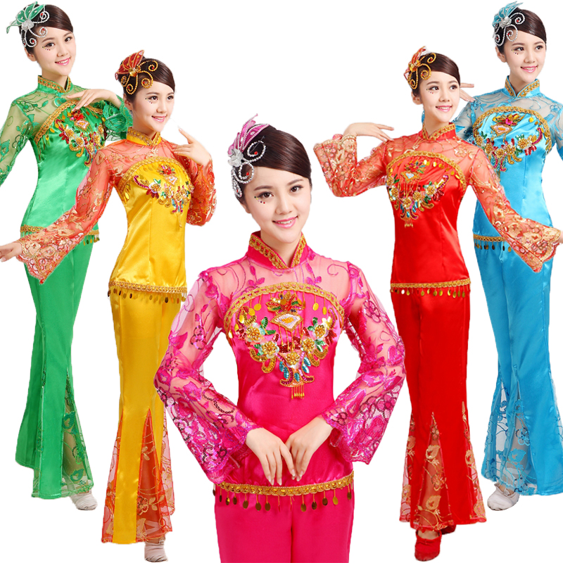 phù hợp với giọng hát mới cho trung niên dân tộc fan dance performance hiệu suất eo trống trống trang phục khiêu vũ vuông