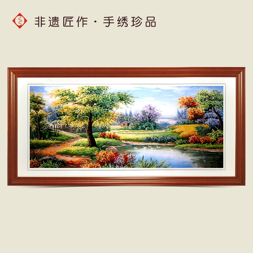 Является ли фексианская вышиваемая вилла гостиная гостиная в гостиничном зале декоративная ландшафтная живопись Peach Blossom Source Leadershiz